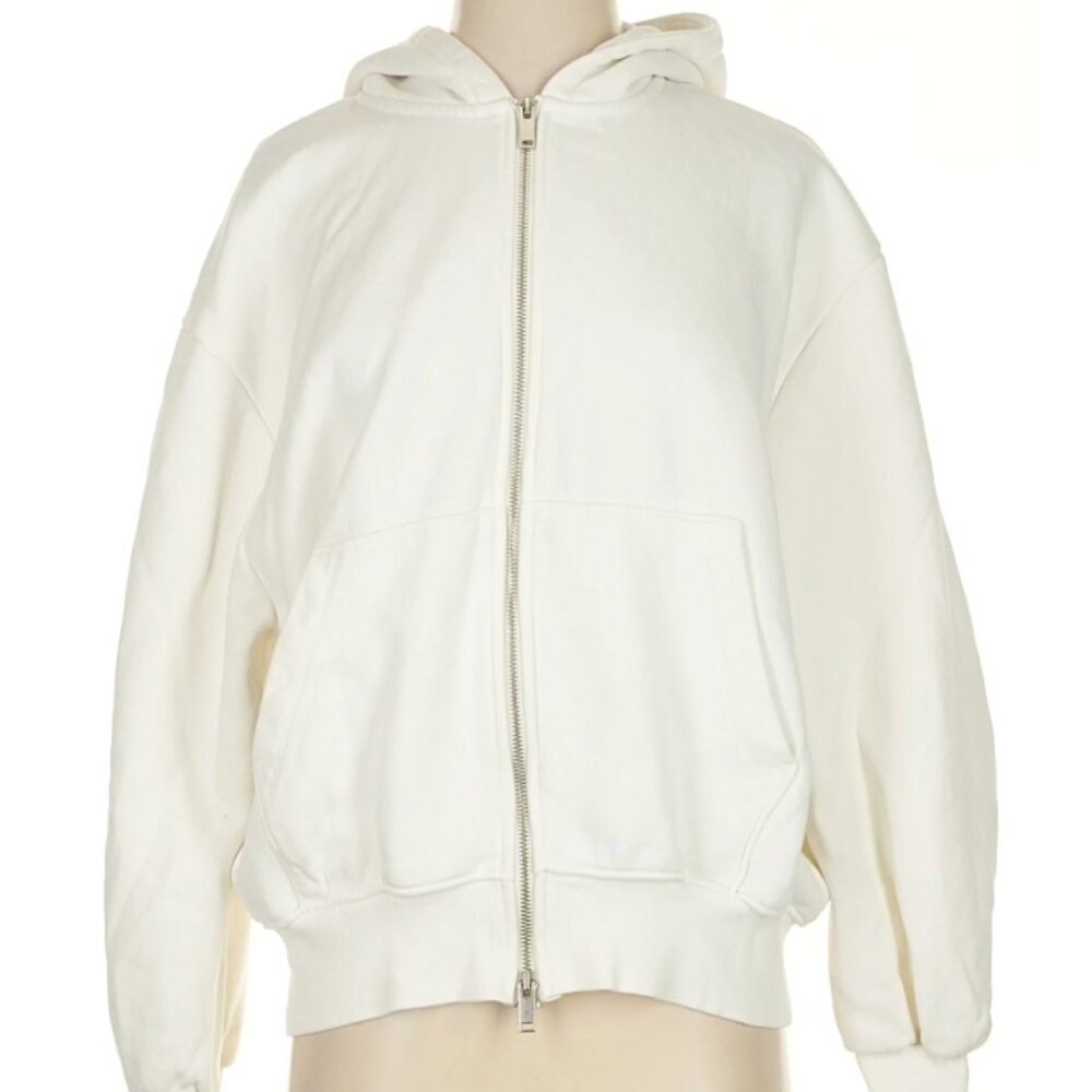 ZARA - White oversized Zip-Up Hoodie